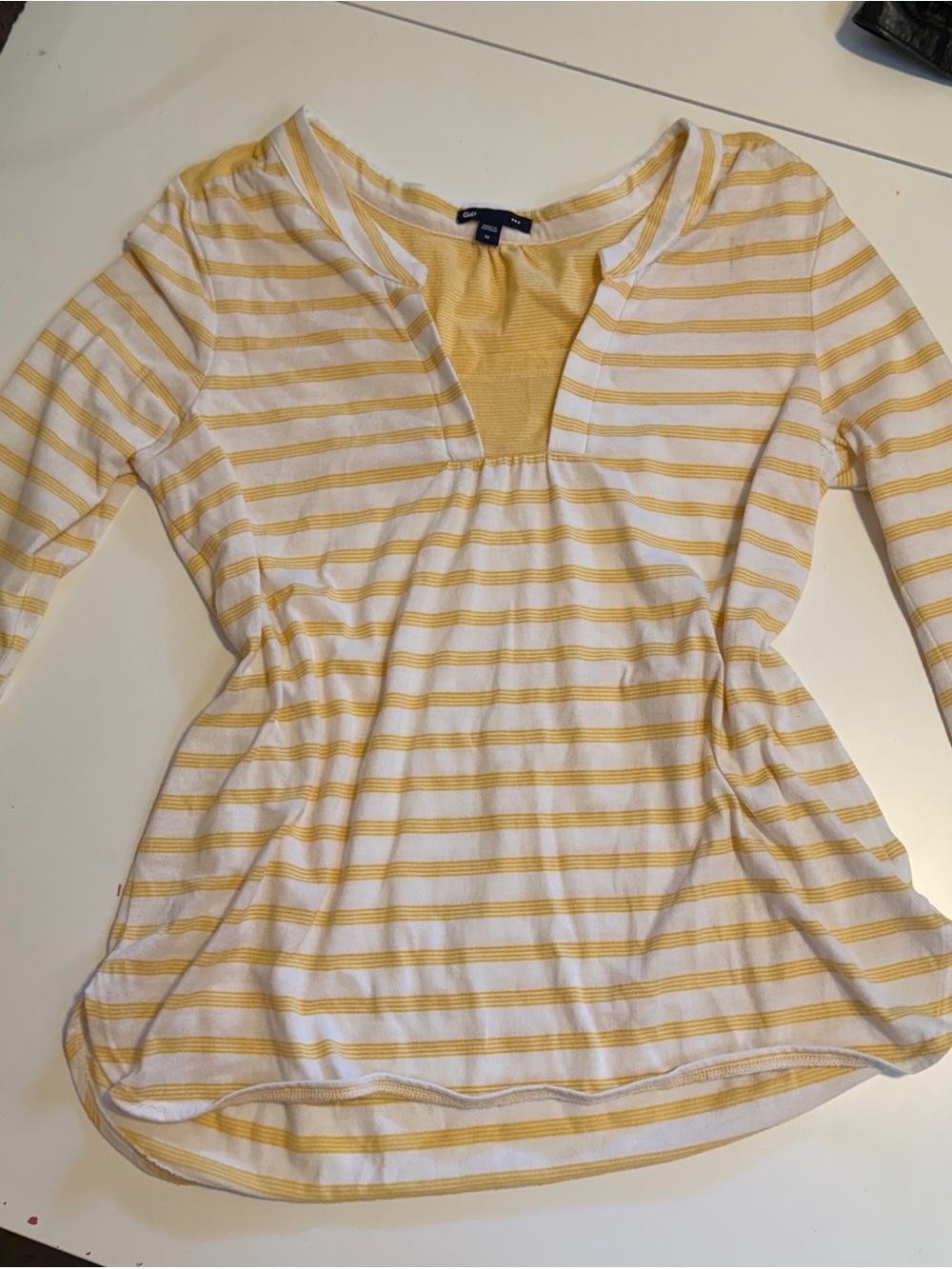 GAP Yellow & White Striped Long Sleeve Tee